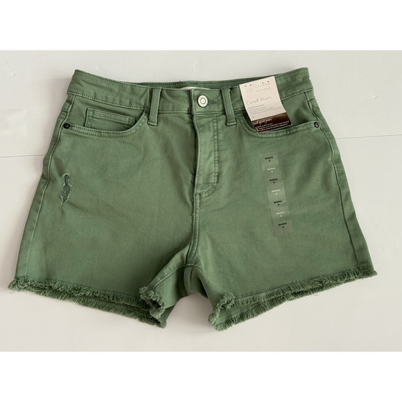 LC Lauren Conrad Green Cut Off Frayed Shorts High Rise Women's Size 4 - Picture 1 of 9